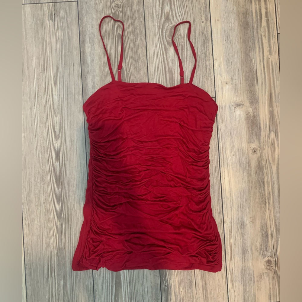 Red ruched tank top